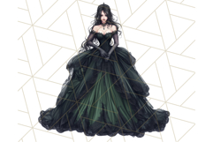 Victorian Gothic Wedding Dress PNG, Dark Bridal Clipart Product Image 5