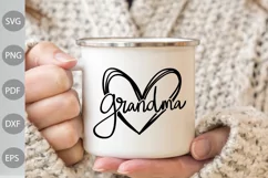 Funny Grandma SVG Design / Grandma With Heart SVG Cut Files Product Image 3