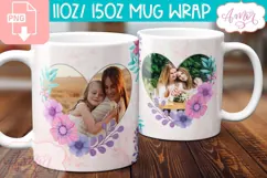 Floral Photo Mug template sublimation PNG, customizable mug Product Image 3