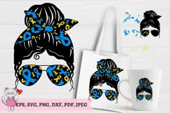 Messy Bun png, Down Syndrome Awareness svg, Blue And Yellow Product Image 4