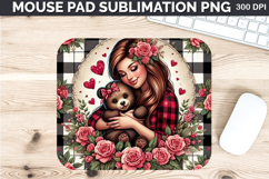 Watercolor Bear Mouse Pad Sublimation - Valentines PNG Product Image 1
