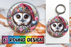 Playful Owl 3D Sublimation : Bright Art Round, Keychain Product Image 1