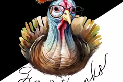 Give Thanks PNG Turkey Illustration, Turkey Day Sublimation Product Image 2