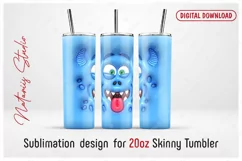 Funny 3D Inflated Puffy Monster Face - 20oz SKINNY TUMBLER. Product Image 1
