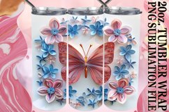 Spring Flower Butterfly Tumbler Wrap - 20oz 3D Art Product Image 1