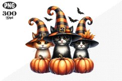 Halloween Cat And Pumpkin Sublimation - Clipart PNG Design Product Image 1