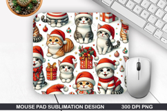Christmas Cat Mouse Pad Sublimation, Christmas Mouse Pad PNG Product Image 1