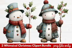 2 Whimsical Christmas Clipart | Cute Festive Holiday PNG Product Image 1