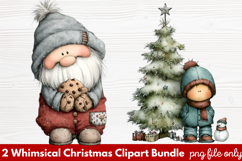 2 Whimsical Christmas Clipart | Cute Festive Holiday PNG Product Image 1
