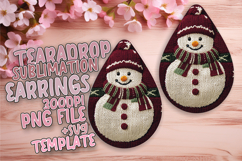 Playful Teardrop Earrings Sublimation Template , Snowman Product Image 1