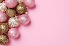 Pink Christmas Balls Background, Pink Christmas Background Product Image 1