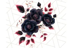 Gothic Floral PNG, Dark Aesthetic Flowers Clipart Print Product Image 5