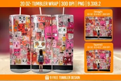 3d Cute Cat Tumbler Wrap Designs, Sublimation Wrap Product Image 1