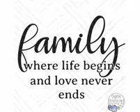 Inspirational Round Sign Svg, Family Where Life Begins Product Image 2