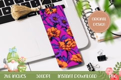 Colorful Flowers Bookmark Print, Purple Bookmark Design Product Image 1