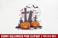 Funny Halloween Pink Clipart PNG Product Image 1