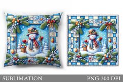 Cute Snowman Pillow Sublimation. Christmas Pillow Design Product Image 1