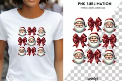 Whimsical Santa & Bows Illustration, Seasonal Aesthetic PNG Product Image 1