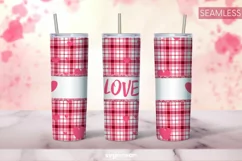 Pink Buffalo Plaid Tumbler Sublimation | Skinny 20 oz | PNG Product Image 1