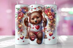 Valentine's Day Bear Tumbler Wrap Sublimation Design Product Image 1