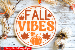 Fall Vibes Fall Round Sign SVG Product Image 1