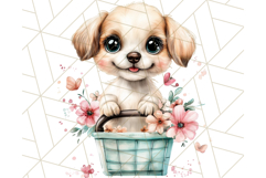 Cute Puppy Clipart, Adorable Dog PNG, Kawaii Watercolor Pup Product Image 5