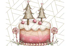 Christmas Cake Clipart PNG, Cottagecore Holiday Desserts Product Image 5