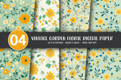 Vintage Garden Floral Digital Paper Product Image 1