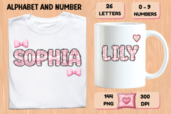 Coquette Bow Patchwork Alphabet PNG Letters &amp; Numbers 300DPI Product Image 6