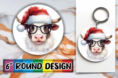Festive Cow Sublimation: Holiday Keychain Art Product Image 1
