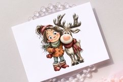 15 PNG Whimsical Cute Christmas Girl and Reindeer clipart Product Image 12