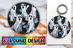 Unique Stained Glass Halloween Keychain Round Design Art Product Image 1
