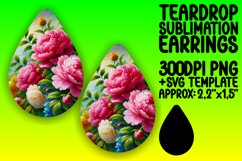 Sleek Teardrop Earrings Artwork Template , Flower Product Image 1