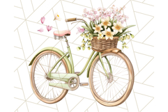 Bicycle with Flowers PNG, Pastel Spring Floral Bike Clipart Product Image 5