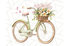 Bicycle with Flowers PNG, Pastel Spring Floral Bike Clipart Product Image 5