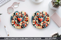 Heart Car Coaster Sublimation |Valentine Coaster PNG Product Image 1