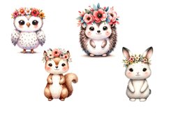 Cute Woodland Animals Clipart|Valentines sublimation Designs Product Image 4