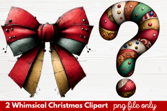 2 Whimsical Christmas Clipart | Cute Holiday PNG Set Product Image 1