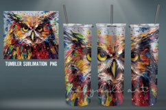 Owl Tumbler Wrap | Sublimation impasto painting tumbler Wrap Product Image 3