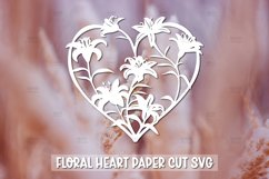 Paper Cut Floral Heart , Paper Cut Heart SVG Product Image 1