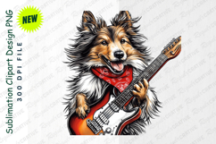Rock And Roll Dog Playing Guitar Clipart Png Product Image 1