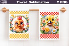 Farm Kitchen Waffle Towel |Spring Animals Towel Sublimation Product Image 1