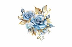 Blue and Gold Sparkling Roses clipart Product Image 17