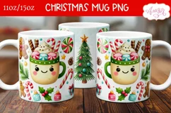 Cute Christmas mug PNG wrap, Hot cocoa coffee mug PNG Product Image 1