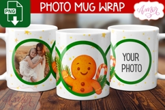 Christmas photo mug wrap PNG, Christmas gingerbread man png Product Image 1