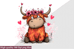 Valentine Highland Cow Clipart Png Product Image 1