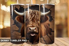 3D Highland Cow Cracked Hole PNG Tumbler Design Product Image 1