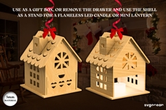 Christmas House Gift Box SVG | Laser Cut | Glowforge Product Image 2