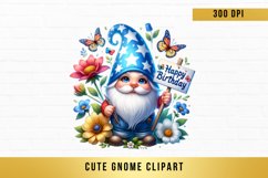 watercolor cute gnome clipart, birthday gnome sublimation Product Image 1