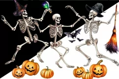 Halloween Dancing Skeletons Digital Download PNG Product Image 4